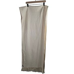 The Farmhouse Rachel Ashwell Fringed Wide Table Runner Natural Beige‎ Tablecloth